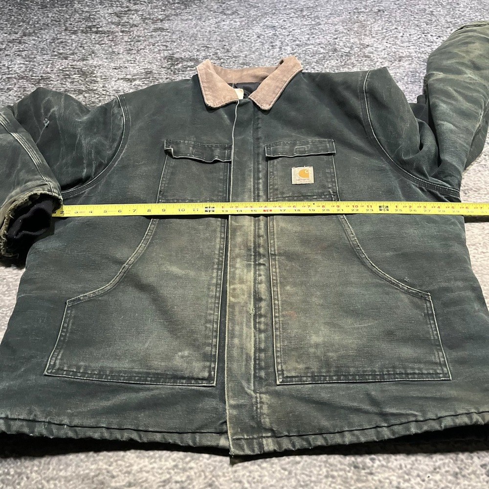 Carhartt Jacket Arctic Chore XXL Green Faded Distressed Workwear Vintage 90s - Picture 11 of 14